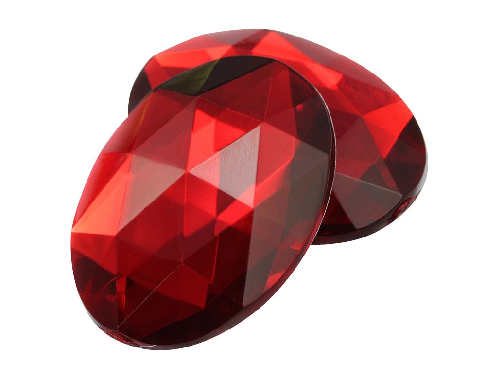 Allstarco 40x30mm (1-9/16x1-3/16) Red Ruby Oval Acrylic Gems, 4 PCS — image 1