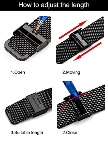 Image of 12mm 14mm 16mm 18mm 20mm 22mm 24mm Mesh Bracelet Stainless Steel Black Blue Golden Rose Pink Silver Brown Watch Band Interchangeble