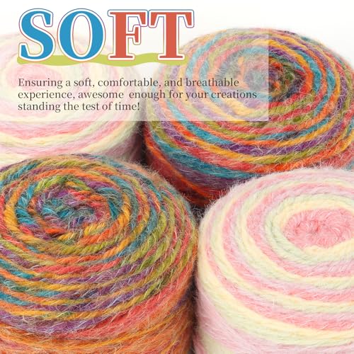 Image of Aeelike Ombre Yarn for Crocheting, 4 PCS Colorful Gradient Yarn #4 Medium, Each 190g(6.7 oz) 400m(437.5 Yards) 71% Acrylic 29% Nynon, Soft Cake Crochet Yarns for Blanket, Scraves, Sweaters, Color A
