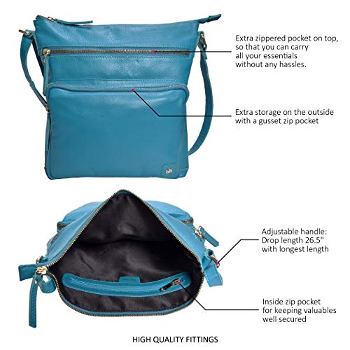 Real Leather Crossbody Bags Purses for Women Shoulder Handbags Crossover Handmade Stylish Trendy Pocketbook (Turquoise Green Nappa) - Thumbnail 2