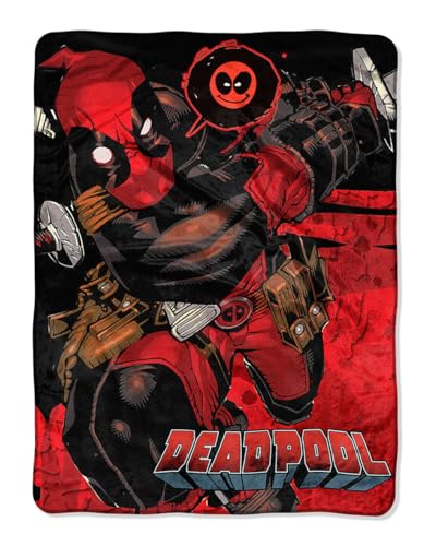 NORTHWEST Marvel Deadpool Say Deadpool!! Quote Bubble Character Super Plush Throw Blanket (46" x 60") 117cm x 152cm