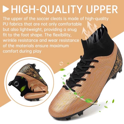 ASoftLand Chuteiras de futebol masculinas femininas para meninos grandes AG/TF, Ouro - ag, 36 BR