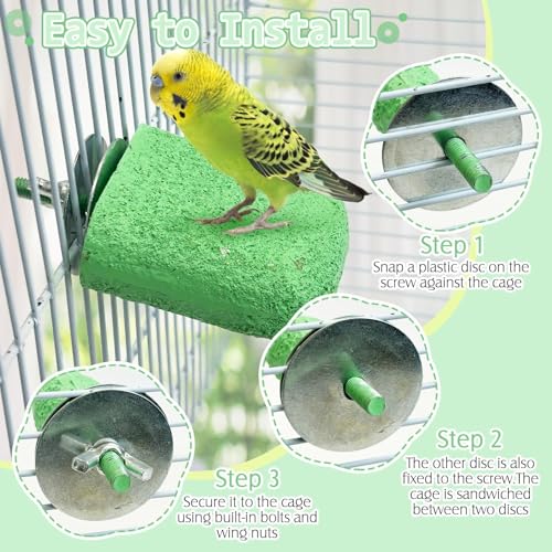 Image of PINVNBY 5 Pack Bird Perch Resin Bird Beak Grinding Stone Parrot Cage Stand Platform Foot Claws Trimmer Chew Toy Cage Accessories for Budgie Cockatiel Conure Lovebird Finch (Green)