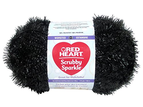 Red Heart Scrubby Sparkle E851.8012 Yarn, Licorice #TOP3