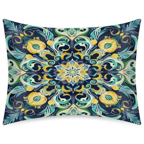 Envelope Closure Satin Pillow Cases for Hair and Skin Standard Size Silk Ethnic Mandala Pattern Pillowcase Soft Lightweight Cooling Pillow Cover for Sleeping Women Men Kids 20 * 26in-1Pack