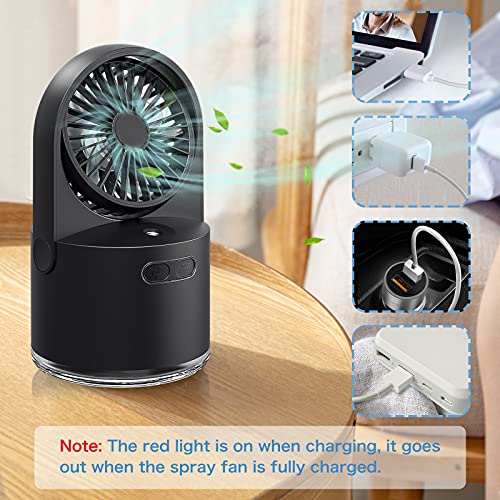 Aasonida Table Misting Fan, Personal Cooling Mister Fan With 300Ml Large Water Tank, Usb Rechargeable Water Spray Mist Fan With 7 Colorful Nightlight For Office, Outdoors, Home And Camping #TOP5