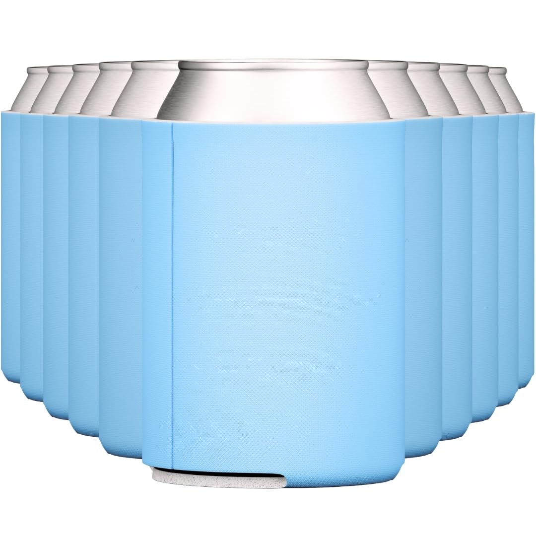 TahoeBay Blank Can Cooler Sleeves - Sublimation Blanks, Collapsible Foam, 12 Pack - Cornflower Blue
