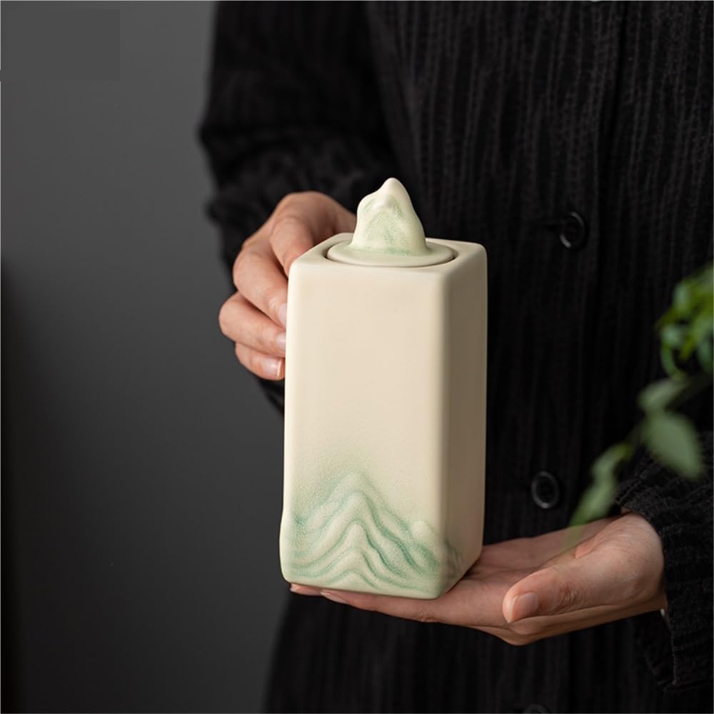 HLTYGWX Pojemnik na herbatę Ceramiczny luzem słoik do przechowywania herbaty Kuchnia domowa Słoik do przechowywania przypraw Zamknię słoik Retro chiński zestaw do herbaty Pojedynczy słoik Puszka na