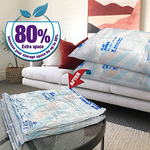 Image of 8 Jumbo Space Saver Bags, Vacuum Storage Bags for Clothes, Clothing, Comforter and Blanket Hand-Pump (8-Jumbo)