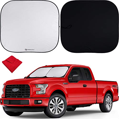 SHINEMATIX 2-Piece Windshield Sun Shade - Foldable Car Front Window Sunshades for Most