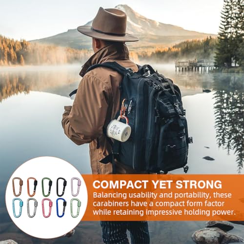 Image of Proberos 10 Pcs Colored Screwgate Carabiners, Heavy Duty Aviation Aluminum Carabiners D-Shape Screwgate Locking Clip Non-Climbing Locking Carabiner for Camping, Daily Attachment