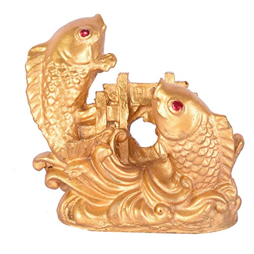 Ryme Golden Double Fish Feng Shui Showpiece – Vastu Prosperity Symbol for Wealth & Happiness