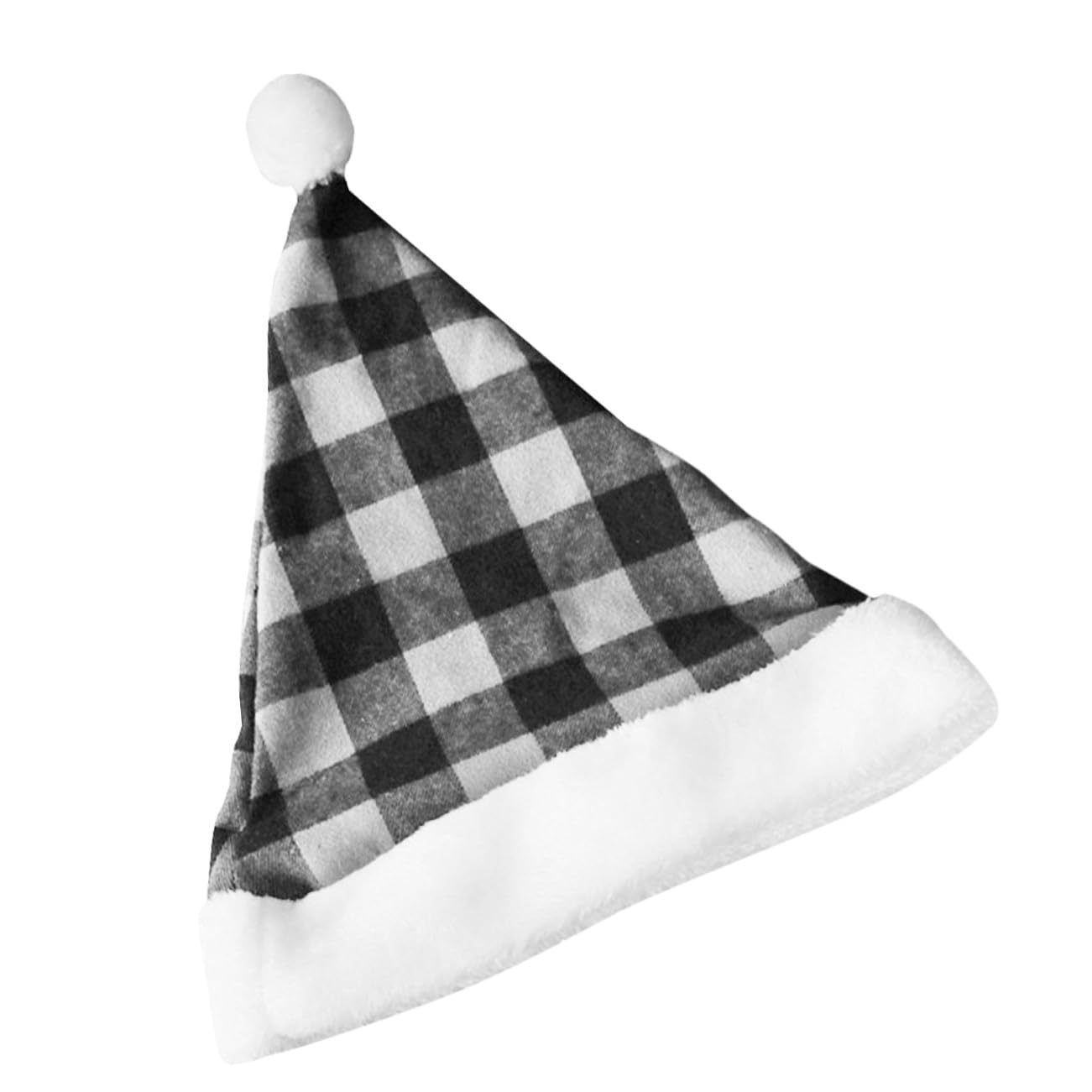 NUOBESTY Bonnet de Père Noël Unisexe Léger en Tissu à Carreaux Noir et Blanc Chapeau de Noël Décoratif Classique Accessoire de Fête pour Costumes