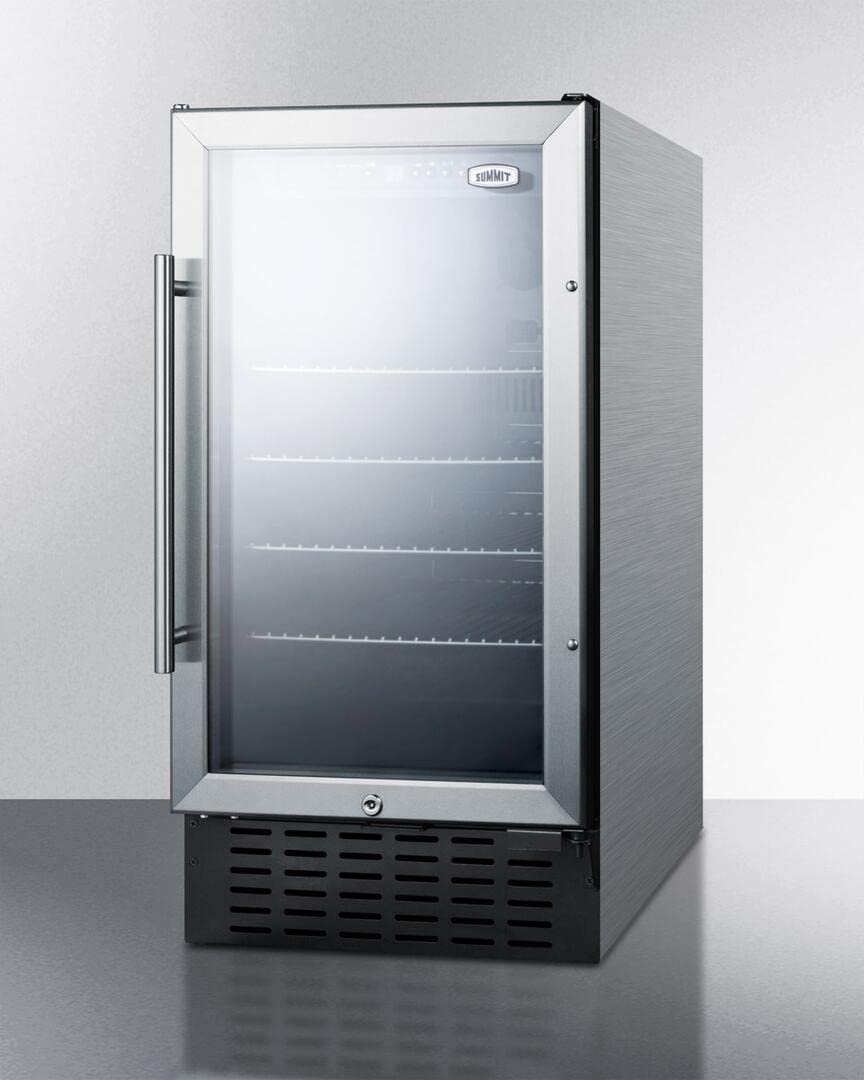 Summit Appliance Scr1841bcss 18" Wide Undercounter Glass Door All-Refrigerator With Digital Controls, Auto Defrost, Digital Thermostat, Lock, LED Light And Stainless Wrapped Steel Cabinet on Fridge.com - View 2