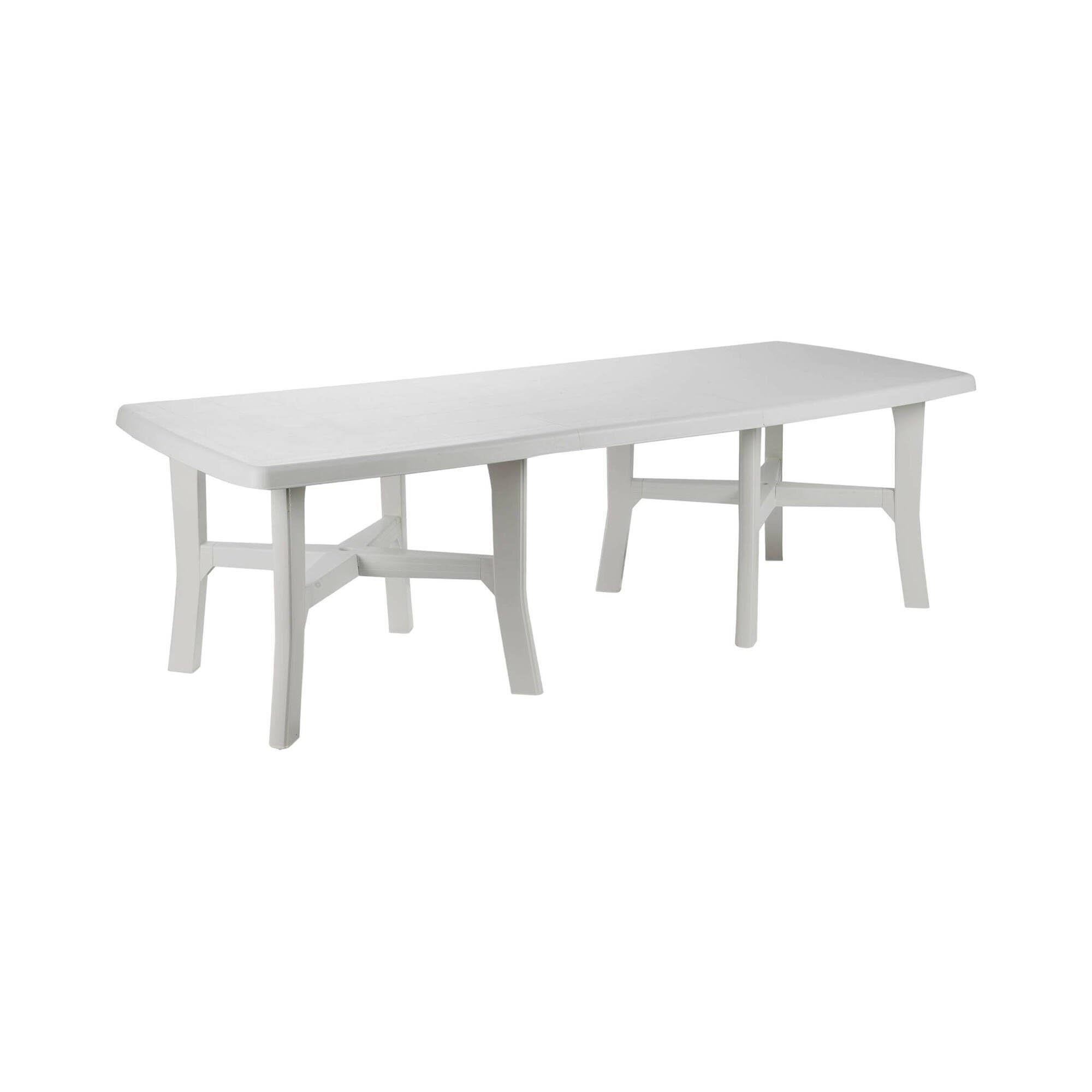 Dmora - Tavolo da esterno Messina, Ripiano allungabile da pranzo, Tavolo rettangolare da giardino multiuso, 100% Made in Italy, 160x100h72 cm, Bianco
