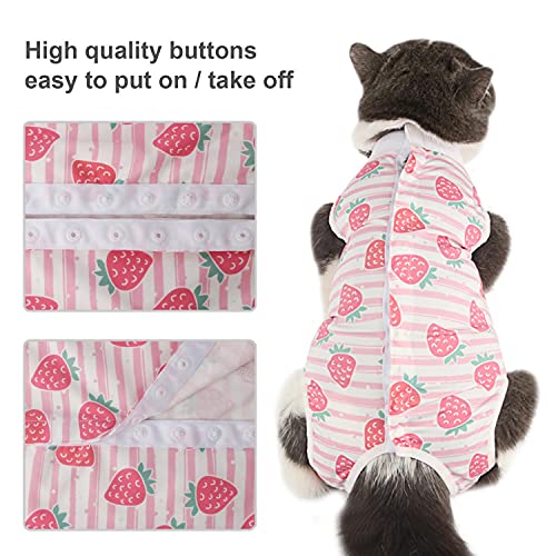 Etdane Cat Surgical Recovery Suit Pet Surgery Onesies Long Sleeve Shirt Small Dog Vest For Female Male Doggy Pink Strawberry/M #TOP3