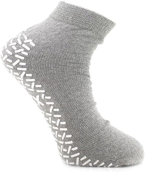 Comfort Axis 6 Pairs of Single Sided Non-Skid Travel Slipper Ankle Socks, Gray (XX-Large) - Image 4