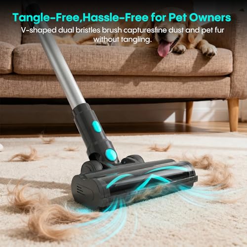 Image of Bagotte Cordless Vacuum Cleaner,65KPa 65Mins Stick Vacuum with Self-Standing,Anti-Tangle Touch Screen LED Display, Detachable Battery Pack, Rechargeable Vacuum Cleaners for Home /Carpet /Pet Hair