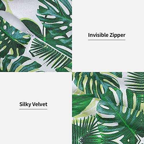 Palm Leaf Throw Pillow Covers Set Of 2 Green Tropical Leaves Decorative Couch Pillow Case Outdoor Farmhouse Sofa Cushion Cover Modern Decor For Bed Living Room 18" X 18" #TOP3