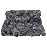 Farbe Grau FERETI Damen Schlauch Schal Grau Schlauchschal Loop Teddy Pelz Rundschal Pailletten Kreis