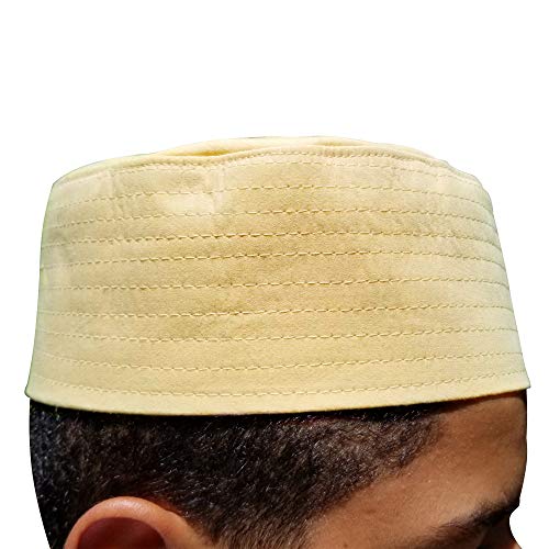 TheKufi® Cream Semi-Stiff Nalain Pak Shareef Sandal Embroidered Kufi2