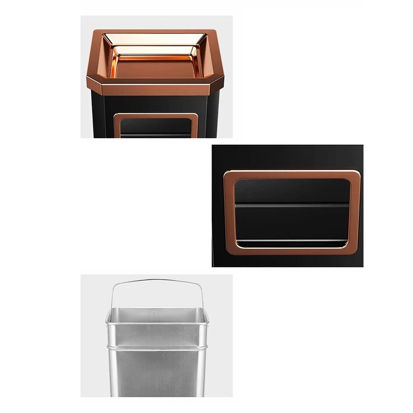 Cubo de Basura Papelera Cuadrada con cenicero extraíble, de pie, Papelera for Cigarrillos, for Interior y Exterior Papelera Baño(Negro)