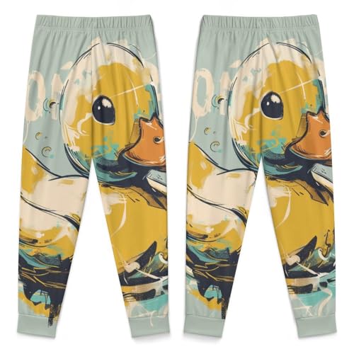 Cartoon Rubber DuckyChildren's Pajama Set Round Neck Long Sleeve Top + Pants Two-piece Set140CM4