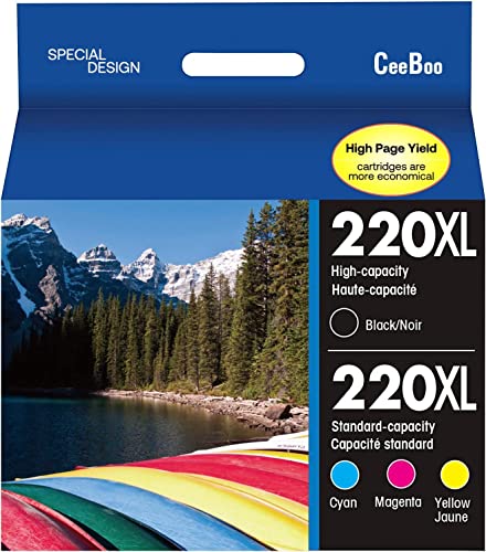 High Yield 220XL Ink Cartridges Remanufactured Replacement for Epson 220 XL Combo Pack Use with WF-2760 WF-2750 WF-2660 WF-2650 WF-2630 XP-424 XP-420 XP-320（ Black Cyan Magenta Yellow 4 Pack）