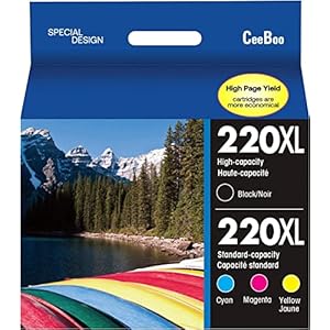 CEEBOO 220XL – Cartuchos de tinta remanufacturados de alto rendimiento para Epson 220 XL, uso con Epson WF-2760 WF-2750 WF-2660 WF-2650 WF-2630 XP-424 XP-420 XP-320 (negro cian magenta amarillo),