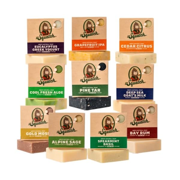 Dr. Squatch Men's Bar Soap Gift Set (10 Bars) – Men's Natural Bar Soap - Pine Tar Soap, Bay Rum Soap, Grapefruit IPA…