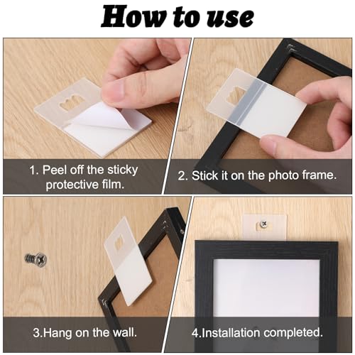 Image of 30PCS Adhesive Picture Hangers Without Nails, Plastic Sawtooth Wall Hangers, No Nail Stick on Poster Hanging No Hole Damage Free Picture Hanger Frame Hooks for Back of Frames