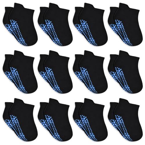 HYCLES Toddler Grip Ankle Socks, Non Slip Baby Sock Anti-Slip Kid Socks for Boys Girls 1-7 Years