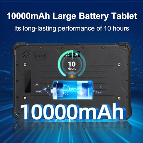 Image of Rugged A10ST-S Android 10 Industrial Tablet, 4G LTE, 8MP+16MP, 4GB+64GB, 10000mAh Battery, WiFi, GPS, NFC, 700nit, 1280x800 IPS, IP68 Waterproof