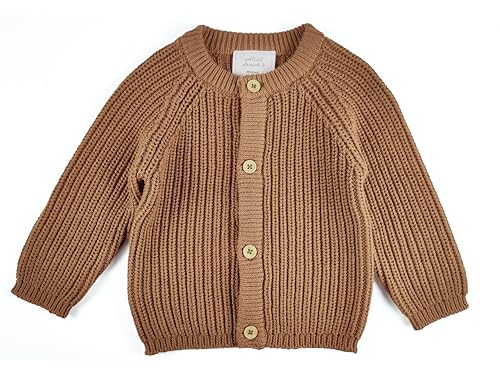 Stellou & friends Cardigan-Strickjacke für Mädchen und Jungen | Hochwertige Baby-Kleidung aus 100% Baumwolle | Gr. 62/68 - Teddybär Braun