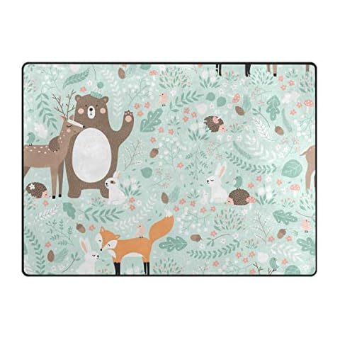 Orediy - Alfombra de Espuma Suave y Antideslizante, diseño de Animales del Bosque Cover