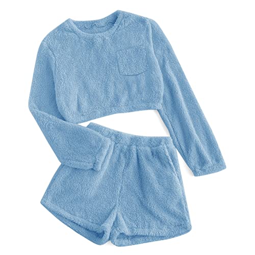 Image of Mafulus Girls Pants Sets Two Pieces Kids Comfy Lightweight Long Sleeve Fleece Sets with Pockets