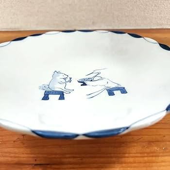 Amazon.co.jp: 作家 陶器 大皿 深皿 猫 作家の器 益子焼 笠間焼
