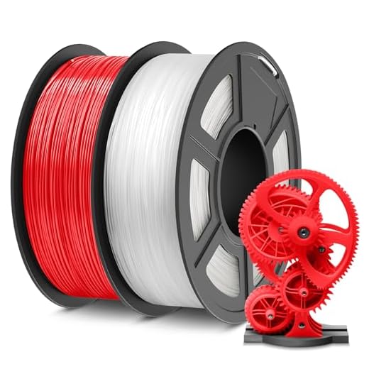 Filamento ABS de 1,75 mm para impresión 3D, carrete de filamento ABS SUNLU de 1 kg para impresora 3D, total 2 kg (rojo, transparente)