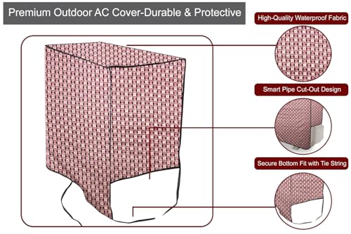 Image of The Furnishing Tree 1 Ton Split AC Cover for Indoor and Outdoor Units Basketweave Pattern Multicolor