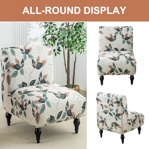 Image of Eco-Ancheng Armless Chair Slipcover Removable Armless Accent Chairs Covers Washable Armless Slipper Chair Slipcover Printed Armless Chair Furniture Protector Covers for Living Dining Room Hotel