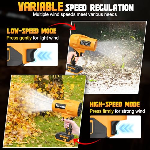 Rozlchar Cordless Leaf Blower Compatible for DeWALT 20V Batteries(No Battery), 125-MPH 430-CFM Variable Speed Handheld Turbo Jet Blower with Brushless Motor, Portable Dust/Snow Cleaner for Lawn, Patio