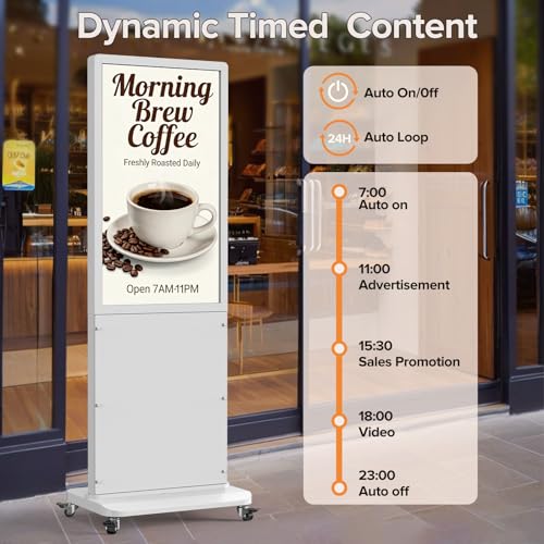 Image of Digital Signage 43 Inch Touchscreen Interactive Kiosk Floor Standing Advertising Display 700 Nits 4K UHD IPS LCD with Android 14 System Vertical Poster with Remote Control