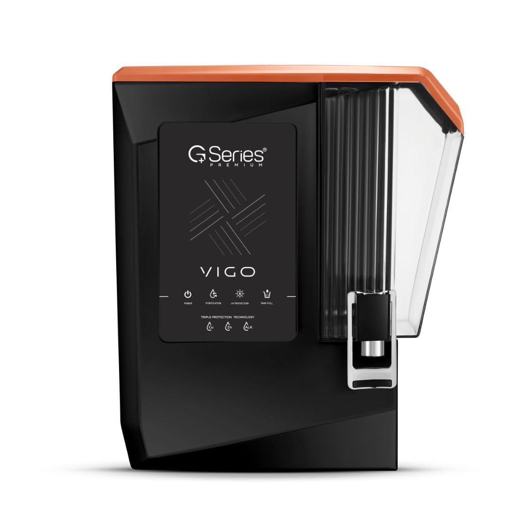 G+ Series Vigo Metallic Black Triple Layer Protection Water Purifier |Digital Display | Multiple Purification Process | RO+COPPE+ZINC+ALKALINE+UV+UF LED Tank | 15L-image-5