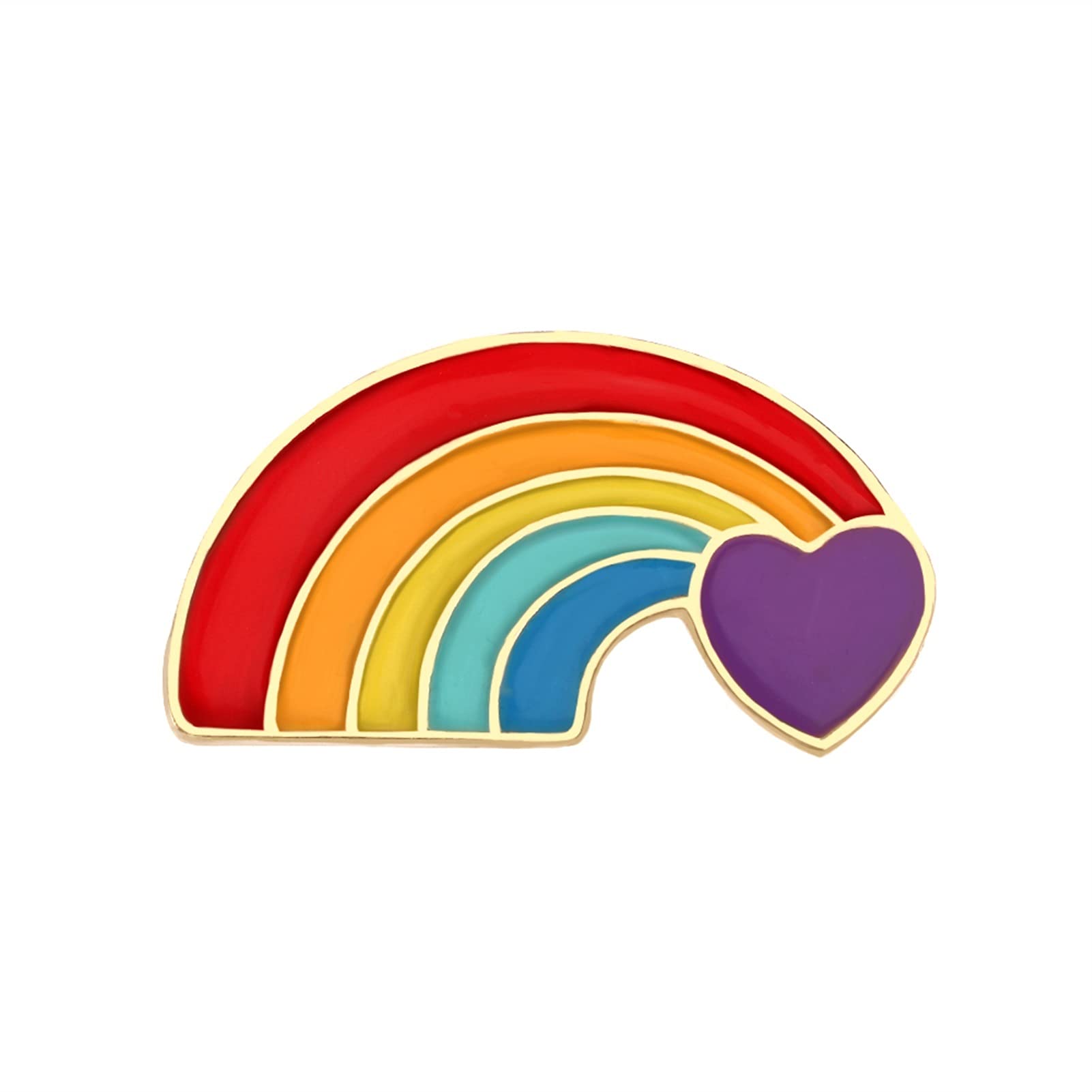 RWRAPS Broche Dibujos Animados Rainbow Pride Pins Flag Heart Esmalte Colorful Creative Jewelry (Color del Metal: Love Heart) ()
