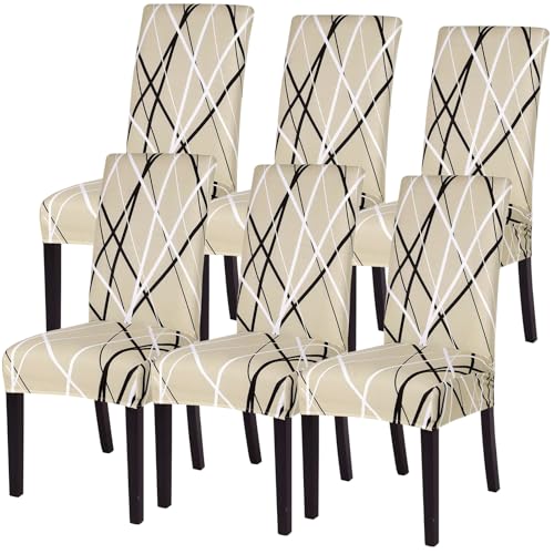 Image of SearchI Dining Room Chair Covers Slipcovers Set of 6, Spandex Super Fit Stretch Removable Washable Kitchen Parsons Chair Covers Protector for Dining Room,Hotel,Ceremony(Flower Pattern6)