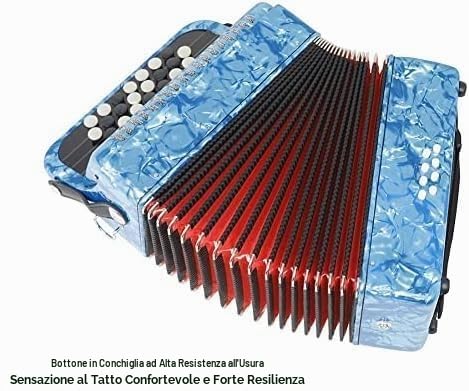 Fisarmonica in legno massello, 22 tasti, 8 bassi, fisarmonica per principianti e professionisti, colore: rosso