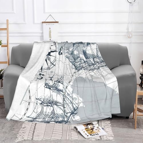 Couverture en flanelle lit canapé plaid toutes saisons imprimé bateau
