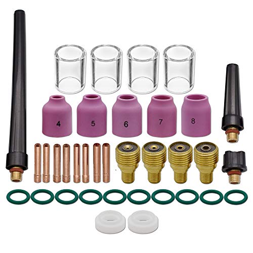 51pf6BueGcL. SL500 36pcs TIG Gas Lens Collet Body #10 TIG Cup Alumina Nozzle Kit For PTA DB SR WP 9 20 TIG Welding Torch