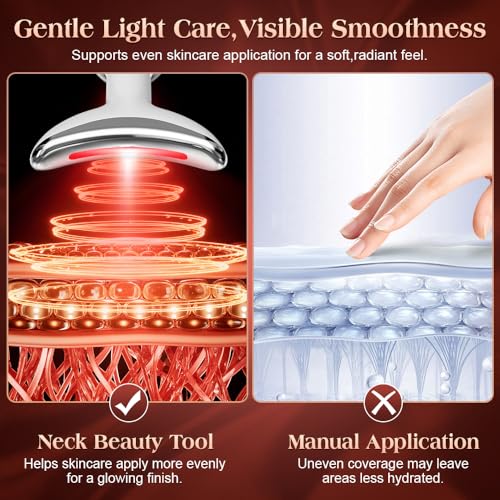 Image of Face and Neck Massager Tool with Heat & 3 Light Therapies, Smart Vibration, Red-Light-Therapy and EMS Modes, Gua Sha Facial Tools for Face and Neck Skin Care and TMJ Relief (White)