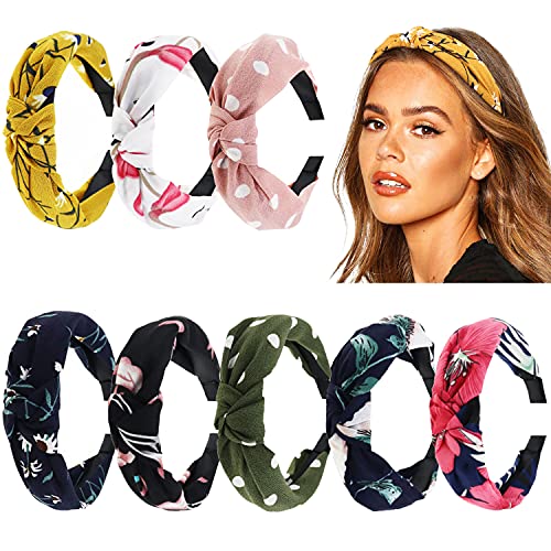 DRESHOW 8 Pack Women Headbands Knot Headwraps Hair Band Elastic Hair Accessories for Girls